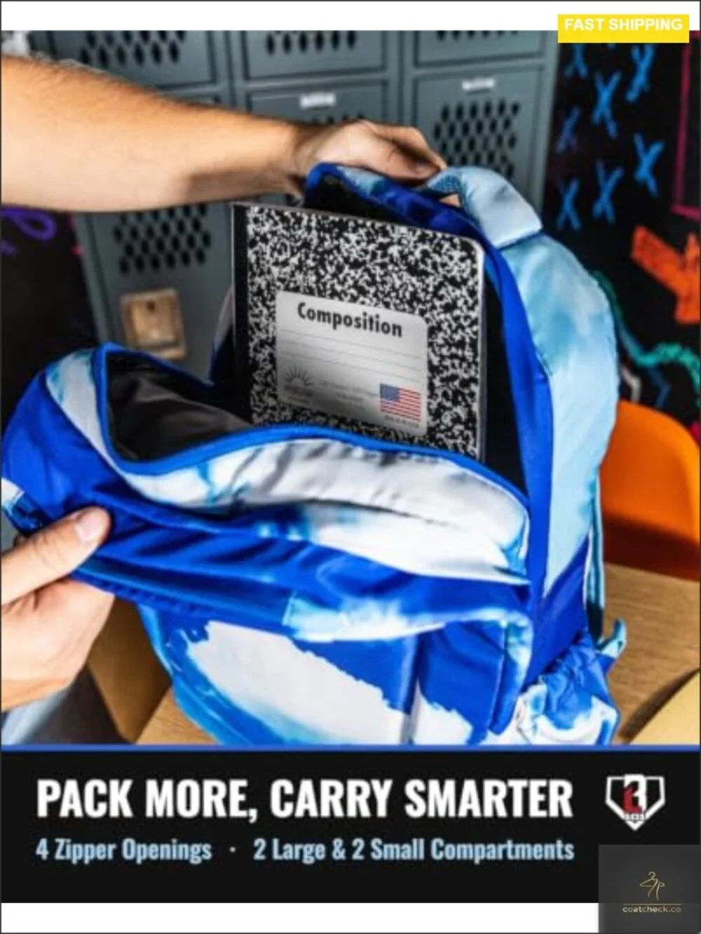 Baseball Backpack with Padded Laptop Compartment, Water Bottle Pockets, Comfort